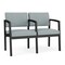 Lesro Lenox Steel 2 Seater with Center Arm, Ash (Blue) Seat, Ash Back, 43.5 W 24.5 L 32 H LS2103 - alternate 1
